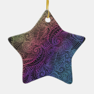 Adorno De Cerámica Prismatic Swirl Arte de plumas fractales arcoiri