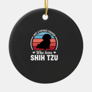 Adorno De Cerámica Profesor de Física Amante del Perro Shih Tzu