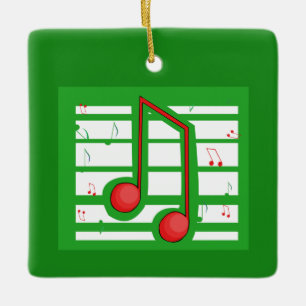 Adorno De Cerámica Profesor de Música Navidad, Notas en Verde