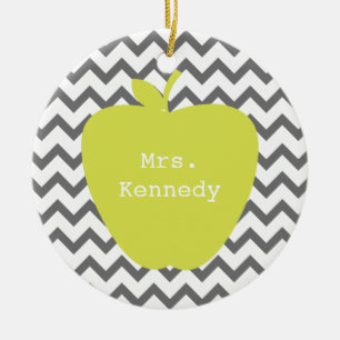 Adorno De Cerámica Profesor de neón gris de Chevron Apple