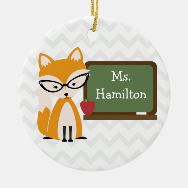 Adorno De Cerámica Profesor del Fox Chevron en la pizarra (Frente)