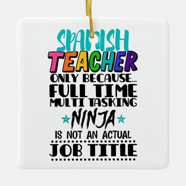 Adorno De Cerámica Profesor español sólo porque multitarea a tiempo c (Anverso)