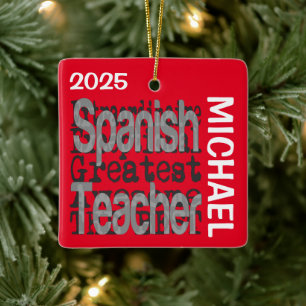 Adorno De Cerámica Profesor Extraordinario de Español PERSONALIZADO