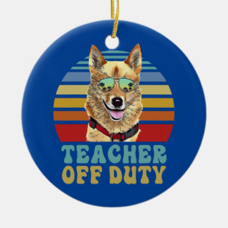 Adorno De Cerámica Profesor Fuera de Servicio Divertido Perro Buhund