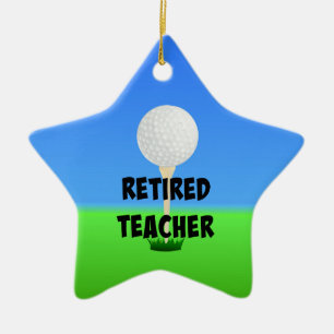Adorno De Cerámica Profesor retirado - Pelota de golf en el Tee