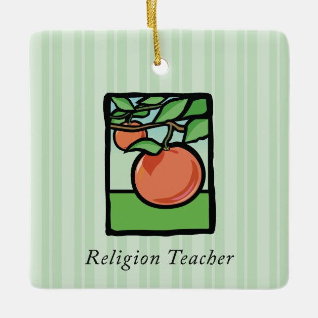 Adorno De Cerámica Profesora religiosa Gracias, Apple (Anverso)