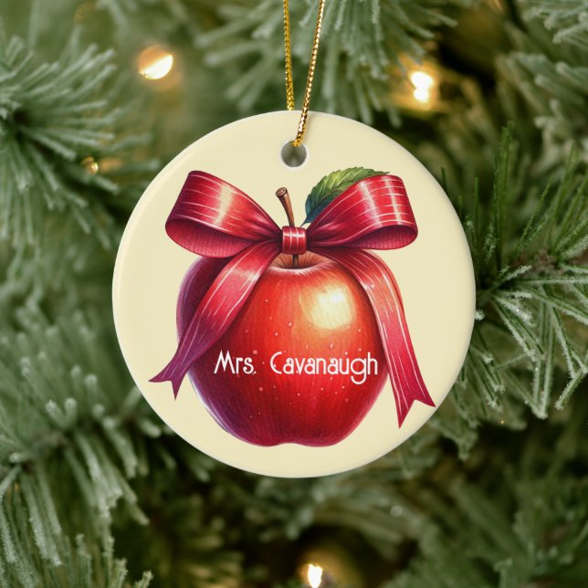 Adorno De Cerámica Profesores Navidades personalizados dan Apple roja (Árbol)