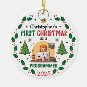 Adorno De Cerámica Programador informático Primera Navidad personaliz