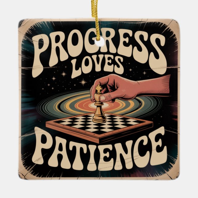 Adorno De Cerámica Progress Loves Patience (Anverso)