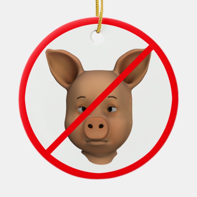 Adorno De Cerámica Prohibido Para Cerdos (Frente)