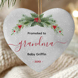 Adorno De Cerámica Promoted to grandma baby announcement heart