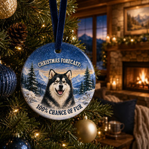 Adorno De Cerámica Pronóstico divertido de Navidad de Alaskan Malamut