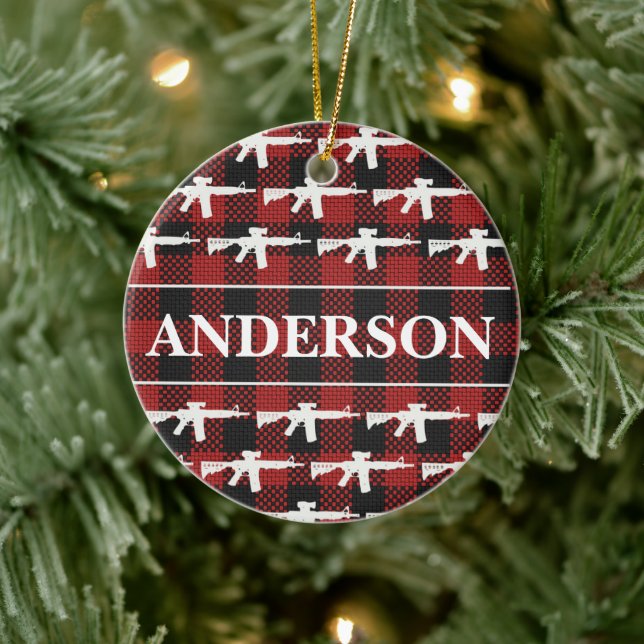 Adorno De Cerámica Propietario de armas personalizado Navidades AR-15 (Árbol)