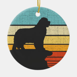 Adorno De Cerámica Propietario de Terranova Retro Viejo Perro Perro P