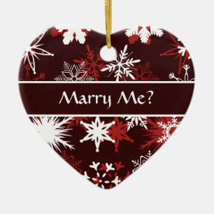 Adorno De Cerámica Propuesta de matrimonio del navidad de los copos
