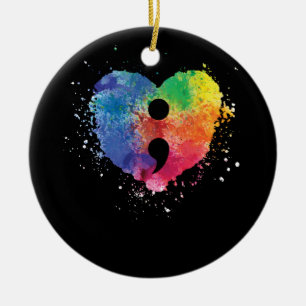 Adorno De Cerámica Proyecto Semicolón Concienciación sobre Salud Ment