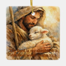 Adorno De Cerámica Psalm 23:1 Good Shepherd Square Ornament