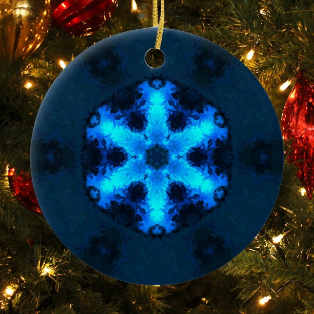 Adorno De Cerámica Psicodelia Hippie Snowflake Azul (Subido por el creador)