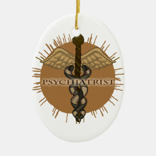 Adorno De Cerámica Psiquiatra Caduceus Oval