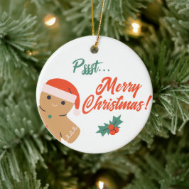 Adorno De Cerámica Pssst. Feliz Navidad Gingerbread Man