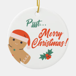 Adorno De Cerámica Pssst. Feliz Navidad Gingerbread Man
