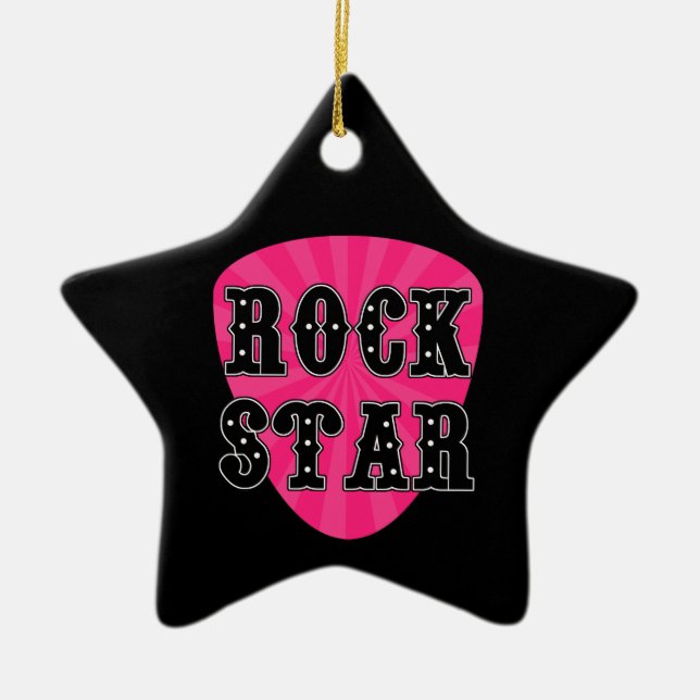Adorno De Cerámica Púa de guitarra Estrella de Rock (Frente)