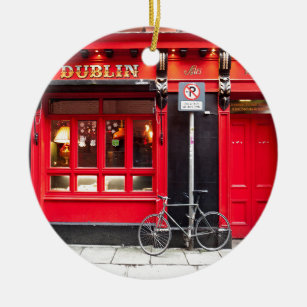 Adorno De Cerámica Pub rojo de Dublín