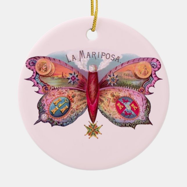 Adorno De Cerámica Publicidad de pintura de antigüedades de mariposa (Frente)