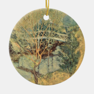 Adorno De Cerámica Puente Blanco de Twachtman, Impresionismo Antiguo