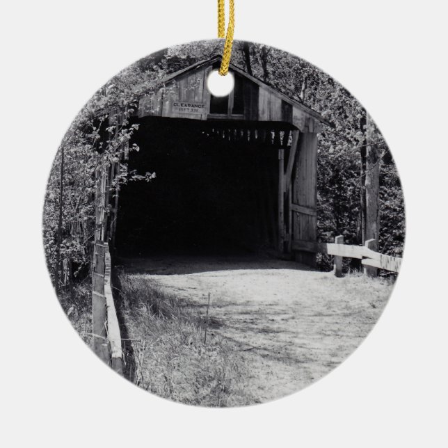 Adorno De Cerámica Puente cubierto y círculo fluvial (Frente)