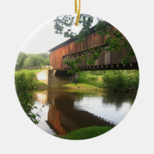 Adorno De Cerámica Puente cubierto y corriente de Ohio