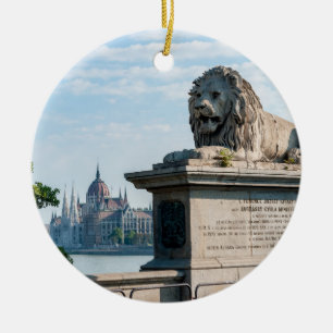 Adorno De Cerámica Puente de Cadena Szechenyi y Parlamento de Budapes