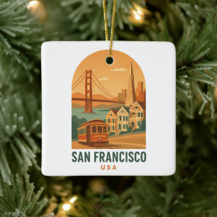 Adorno De Cerámica Puente Golden Gate de San Francisco Vintage Retro