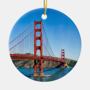 Adorno De Cerámica Puente Golden Gate San Francisco Acuarela