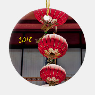 Adorno De Cerámica Puente Golden Gate y faroles chinos