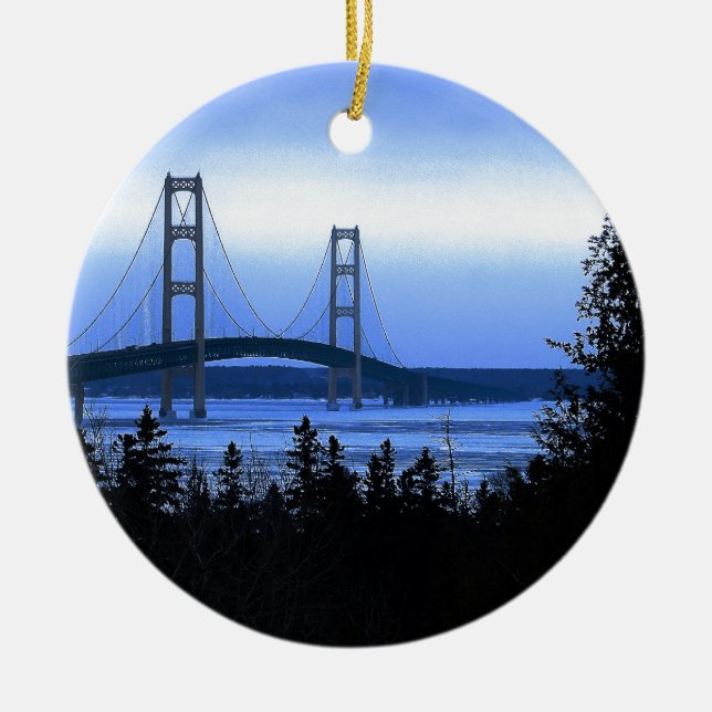 Adorno De Cerámica Puente Mackinac (Frente)