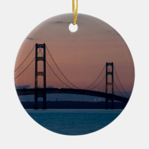 Adorno De Cerámica Puente Mackinac Al Dusk