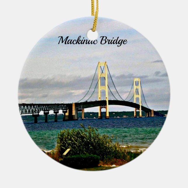 Adorno De Cerámica Puente Mackinac, Isla Mackinac (Frente)