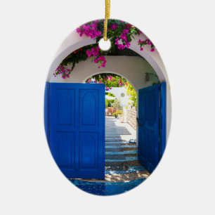 Adorno De Cerámica Puerta azul griega y turca
