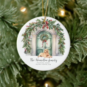 Adorno De Cerámica Puerta Delantera Con Navidades Amarillos De Labrad