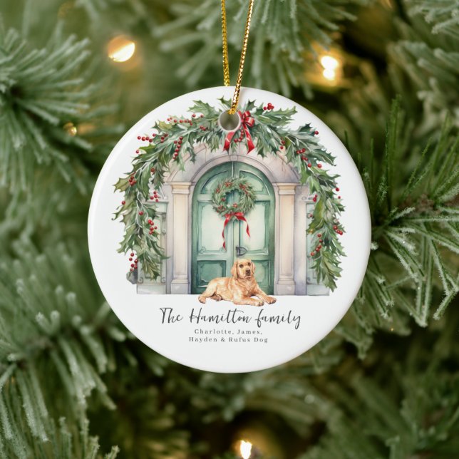 Adorno De Cerámica Puerta Delantera Con Navidades Amarillos De Labrad (Árbol)