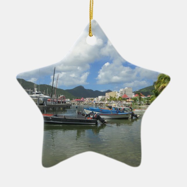 Adorno De Cerámica Puerto de Philipsburg St. Maarten (Frente)