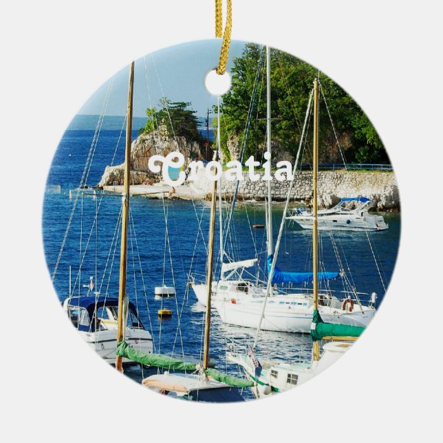 Adorno De Cerámica Puerto en Croacia (Frente)