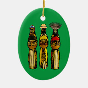 Adorno De Cerámica Puerto Rican Three Wise Men Ceramic Ornament