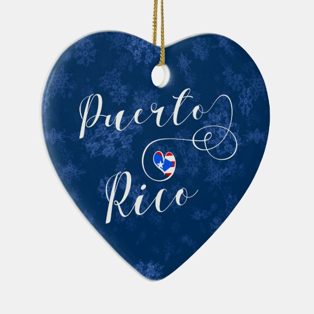 Adorno De Cerámica Puerto Rico Heart, Christmas Tree Ornament (Derecha)