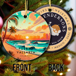 Adorno De Cerámica Puerto Vallarta México Palm Tree Vintage Viaje<br><div class="desc">Puerto Vallarta México Vintage Souvenirs de los años 60. Playa Puerto Vallarta México - Retro Tropical Palm Tree Souvenirs Vintage diseño hace un gran Navidad o regalo de cumpleaños para los aficionados a la playa de Puerto Vallarta Beach. El diseño retro de la vibra de verano es un regalo perfecto...</div>