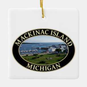 Adorno De Cerámica Puerto y centro de la isla Mackinac, Michigan