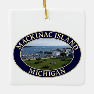 Adorno De Cerámica Puerto y lago de la isla Mackinac en Michigan