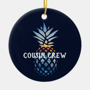 Adorno De Cerámica Puesta de sol tropical de piña personalizada 