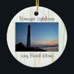 Adorno De Cerámica Puesta del sol del faro de Barnegat<br><div class="desc">Ornamento de la puesta del sol del faro de Barnegat</div>